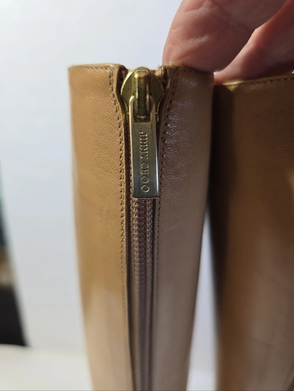 Jimmy Choo Stiletto Classic Pointed-Toe Knee-High Boot in Tan Size 35.5 Euro